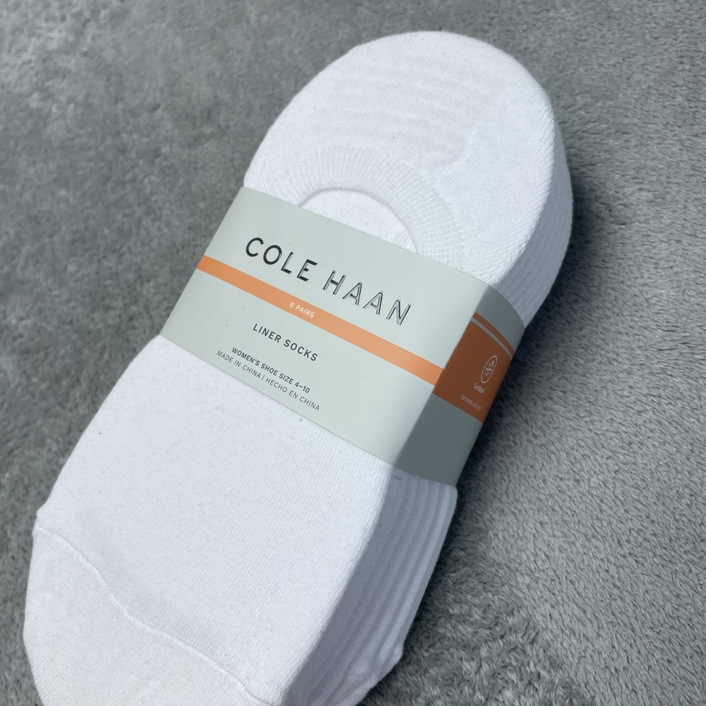 Cole Haan Women's Size 4-10 Liner Socks White Cotton Blend a2101